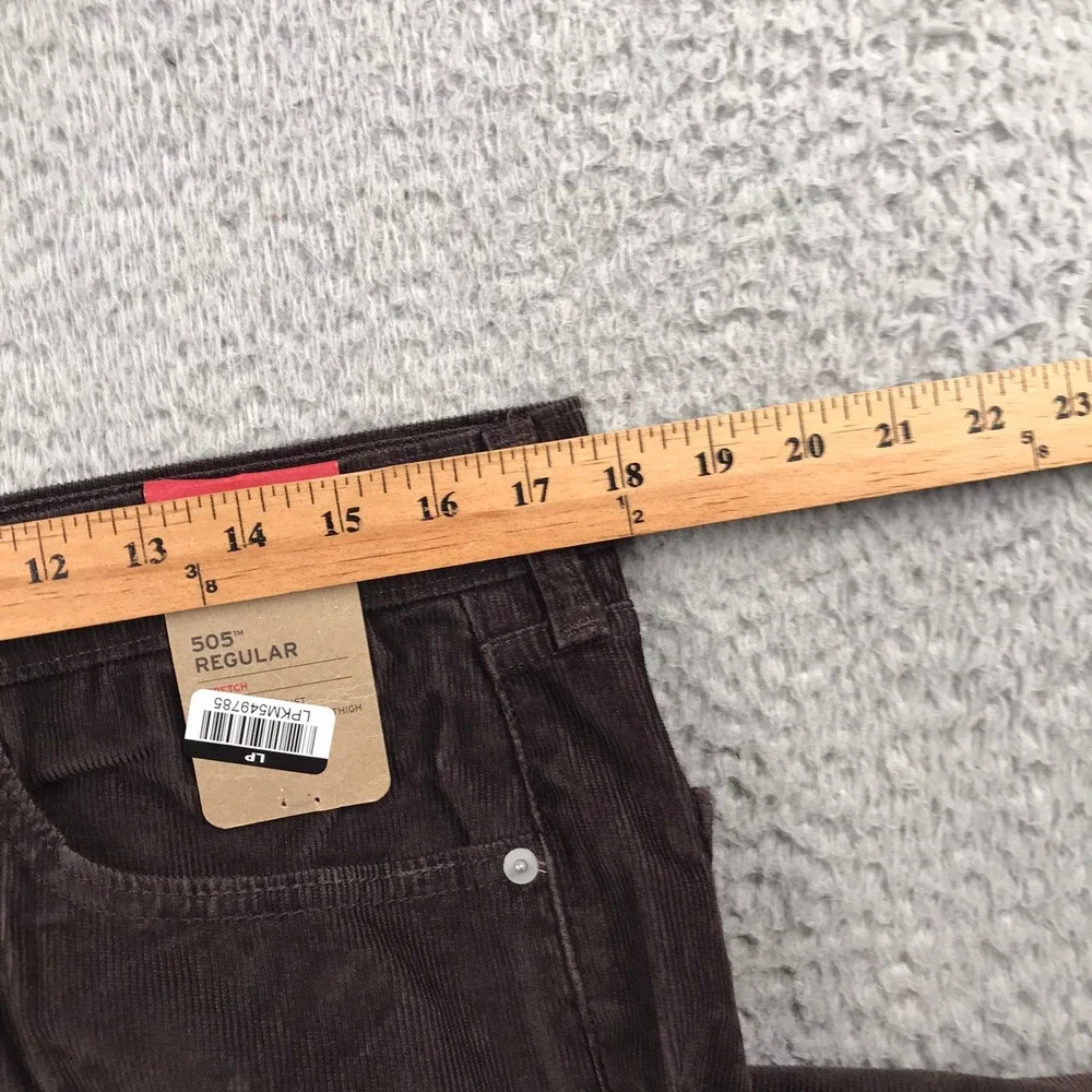 Levis 505 Regular Pants Mens 34x34 Brown Corduroy Stretch Straight Leg Cords NEW
